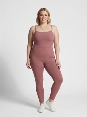 Old Navy Dusty Brown Tank Jumpsuit with Slim Straps